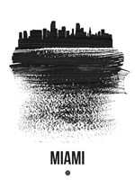 Miami Skyline Brush Stroke Black Fine Art Print