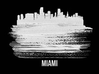 Miami Skyline Brush Stroke White Fine Art Print