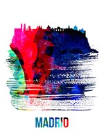 Madrid Skyline Brush Stroke Watercolor Fine Art Print