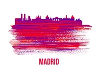 Madrid Skyline Brush Stroke Red Fine Art Print