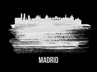 Madrid Skyline Brush Stroke White Fine Art Print