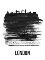 London Skyline Brush Stroke Black Fine Art Print