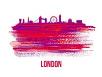 London Skyline Brush Stroke Red Fine Art Print