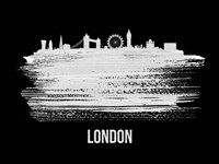 London Skyline Brush Stroke White Fine Art Print