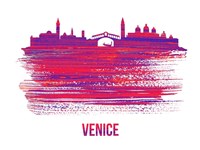 Venice Skyline Brush Stroke Red Fine Art Print