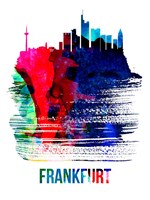 Frankfurt Skyline Brush Stroke Watercolor Fine Art Print