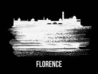 Florence Skyline Brush Stroke White Fine Art Print