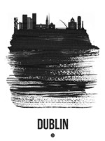 Dublin Skyline Brush Stroke Black Fine Art Print