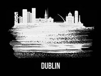 Dublin Skyline Brush Stroke White Fine Art Print