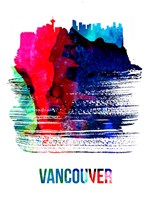 Vancouver Skyline Brush Stroke Watercolor Fine Art Print