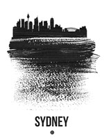 Sydney Skyline Brush Stroke Black Framed Print