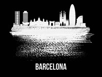 Barcelona Skyline Brush Stroke White Fine Art Print