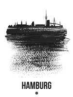 Hamburg Skyline Brush Stroke Black Fine Art Print