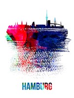 Hamburg Skyline Brush Stroke Watercolor Fine Art Print