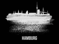 Hamburg Skyline Brush Stroke White Fine Art Print