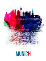 Munich Skyline Brush Stroke Watercolor Fine Art Print