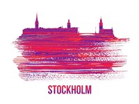 Stockholm Skyline Brush Stroke Red Fine Art Print