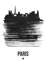 Paris Skyline Brush Stroke Black Fine Art Print