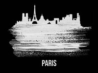 Paris Skyline Brush Stroke White Fine Art Print