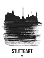 Stuttgart Skyline Brush Stroke Black Fine Art Print