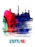 Stuttgart Skyline Brush Stroke Watercolor Fine Art Print