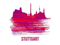 Stuttgart Skyline Brush Stroke Red Fine Art Print