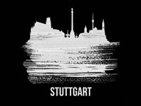 Stuttgart Skyline Brush Stroke White Fine Art Print