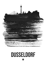 Dusseldorf Skyline Brush Stroke Black Fine Art Print