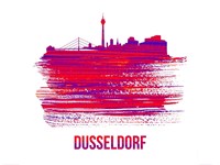 Dusseldorf Skyline Brush Stroke Red Fine Art Print