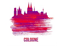 Cologne Skyline Brush Stroke Red Fine Art Print