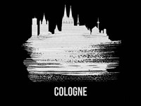 Cologne Skyline Brush Stroke White Fine Art Print