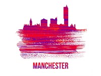 Manchester Skyline Brush Stroke Red Fine Art Print