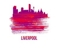 Liverpool Skyline Brush Stroke Red Fine Art Print