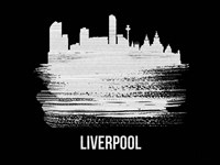 Liverpool Skyline Brush Stroke White Fine Art Print