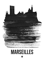 Marseilles Skyline Brush Stroke Black Fine Art Print