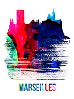 Marseilles Skyline Brush Stroke Watercolor Fine Art Print