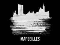 Marseilles Skyline Brush Stroke White Fine Art Print