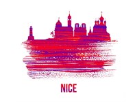 Nice Skyline Brush Stroke Red Fine Art Print