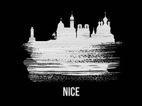 Nice Skyline Brush Stroke White Fine Art Print
