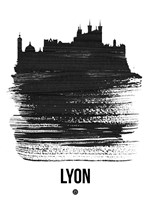 Lyon Skyline Brush Stroke Black Fine Art Print