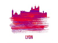 Lyon Skyline Brush Stroke Red Fine Art Print