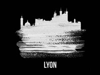 Lyon Skyline Brush Stroke White Fine Art Print