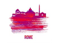 Rome Skyline Brush Stroke Red Fine Art Print