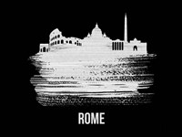 Rome Skyline Brush Stroke White Fine Art Print