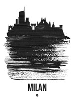 Milan Skyline Brush Stroke Black Fine Art Print