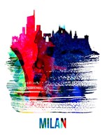 Milan Skyline Brush Stroke Watercolor Fine Art Print
