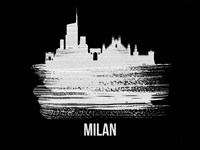 Milan Skyline Brush Stroke White Fine Art Print