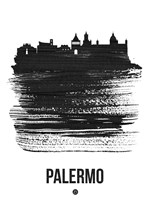 Palermo Skyline Brush Stroke Black Fine Art Print