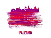 Palermo Skyline Brush Stroke Red Fine Art Print