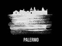Palermo Skyline Brush Stroke White Fine Art Print